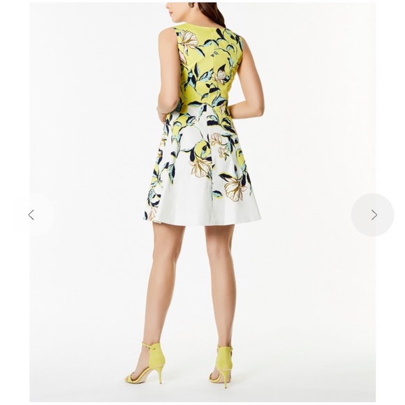 Karen Millen Fit and flare sleeveless Floral Print Dress multi yellow - Picture 3 of 13